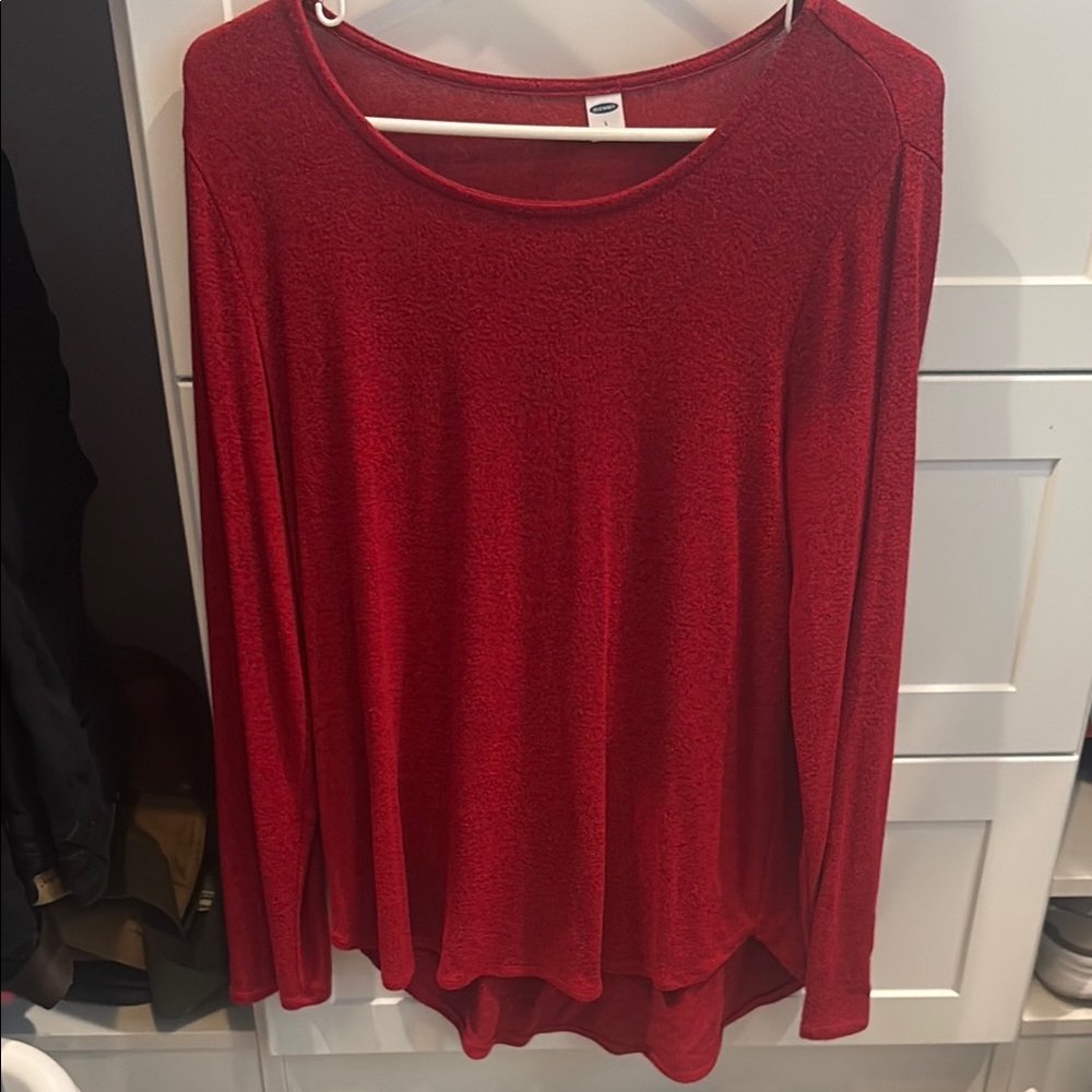 Old Navy Red Long Sleeve Relaxed Blouse